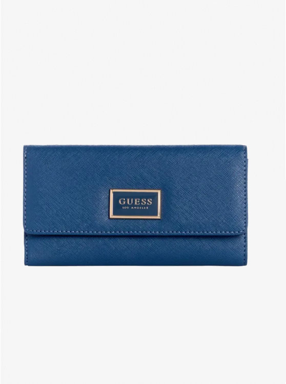 Cartera Guess Abree Slim Clutch Azul – Diseño Liso